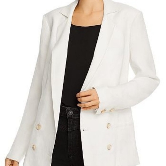 PAIGE Jackets & Blazers - Paige Rosette Double Breasted White Pinstripe Power Blazer